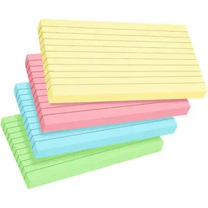 100 Count Colored 3x5 Inch Ruled Index Flashcards Notecards, 4 Colors 25 Sheets Each, Portable Lined Study Cards for Note Taking in School Office Home