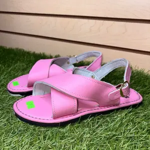 Mexican Leather Crossed Sandals - Pink Comfortable Summer Footwear for Women