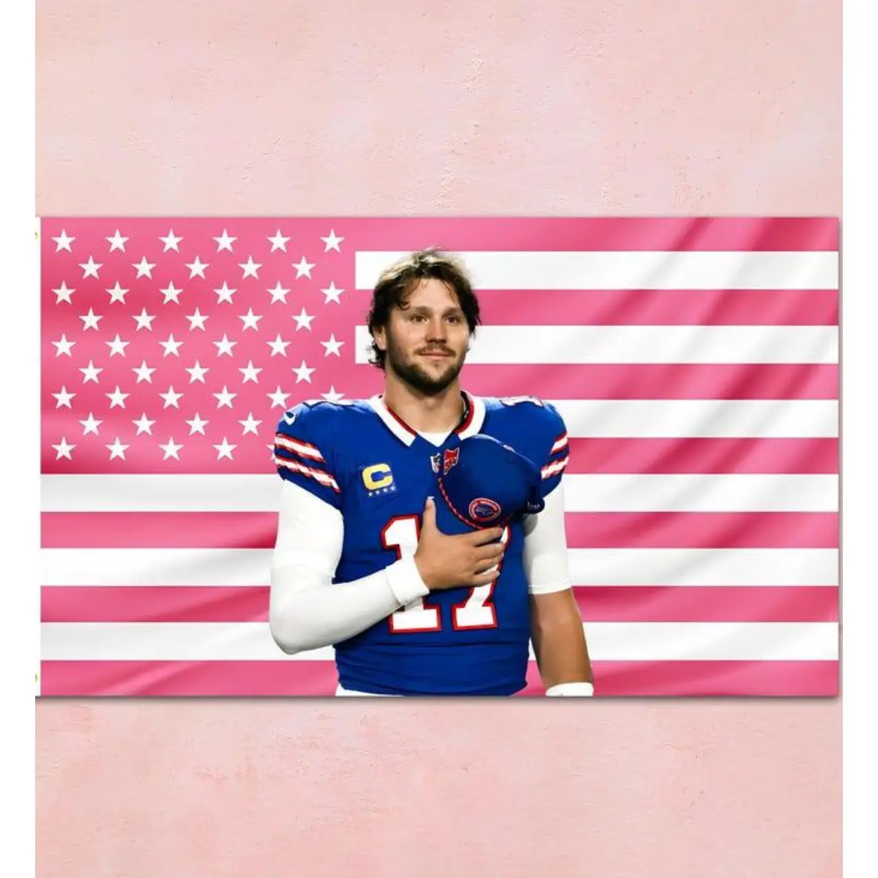 J Allen Stars and Stripes Pink Cotton-Polyester Synthetic Tapestry - 30*40in, 60x90in, Bright Print Stays, Hand Wash Safe, Strong Indoor Living Room Wall Decor, Outdoor Safe Bedroom Wall Art for Fans