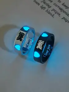 Cute Dinosaur Pattern Couple Rings, Glow in the Dark Rings, Dual Rings, Fashion Stackable Rings, Fashion Accessories for Women & Men, Trendy All-Match & Exquisite Jewelry for Birthday Gift