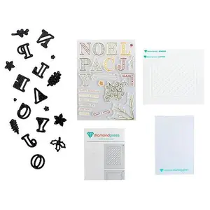 Crafts & Sewing Diamond Press Holiday Words Stamp, Die and Stencil Kit