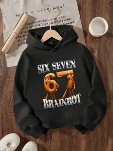 New Spring And Autumn Children's Clothing, Boys And Girls' Creative Hooded Sweatshirts, Graphic Hoodies, Brainrot 67 Printed Tops, Trendy, Casual Daily Wear That Is Versatile And Suitable For All Occasions, Ideal Gift Choice