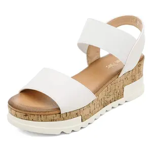 DREAM PAIRS Women's Padded Leather Ankle Strap Wedge Platform Sandals - Casual Walking Footwear for Women