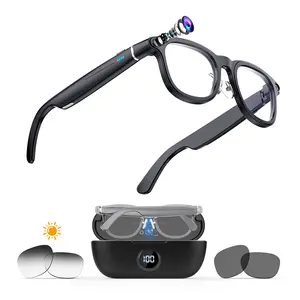 [Spring Deals] Coucur G1 AI Smart Glasses with Charging Case, 8MP HD Camera Glasses for Men Women, 1200P Video Recording, Open-Ear Bluetooth Glasses for Audio with AI Translation/Voice Control