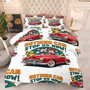 Mickey Mouse Pattern Comforter Set, Soft And Durable Bedding Set, Includes 1 Comforter And 1 Or 2 Pillow Cases, Daily Holiday Birthday Gift Bedroom Decorations For Kids And Adults