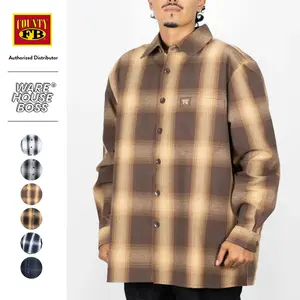 FB COUNTY Men's Long Sleeve Checker Flannel Shirts FBCOUNTY Casual Two Toned Plaid Short Sleeve Checker Pattern Shirts Pocket Hip Hop Harem