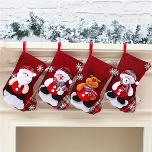 Christmas Stockings Set, Santa Claus & Snowman Design, Medium Size, Perfect for Home Decor, Holiday Gift Ideas, Family Celebrations