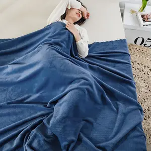 Solid Color Waffle Knitted Blanket, Soft Comfortable Throw Blanket, Bedroom Bedding Blankets, Warm Napping Blanket for Home Office Travel