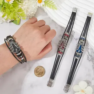 UFS Unisex Guitar Headstock Leather Bracelet, Graduation Gift for Music Lovers, Punk Rock Multi-Layer Braided PU Leather Charm, Perfect Graduation Keepsake for Guitar Players & Students 2026