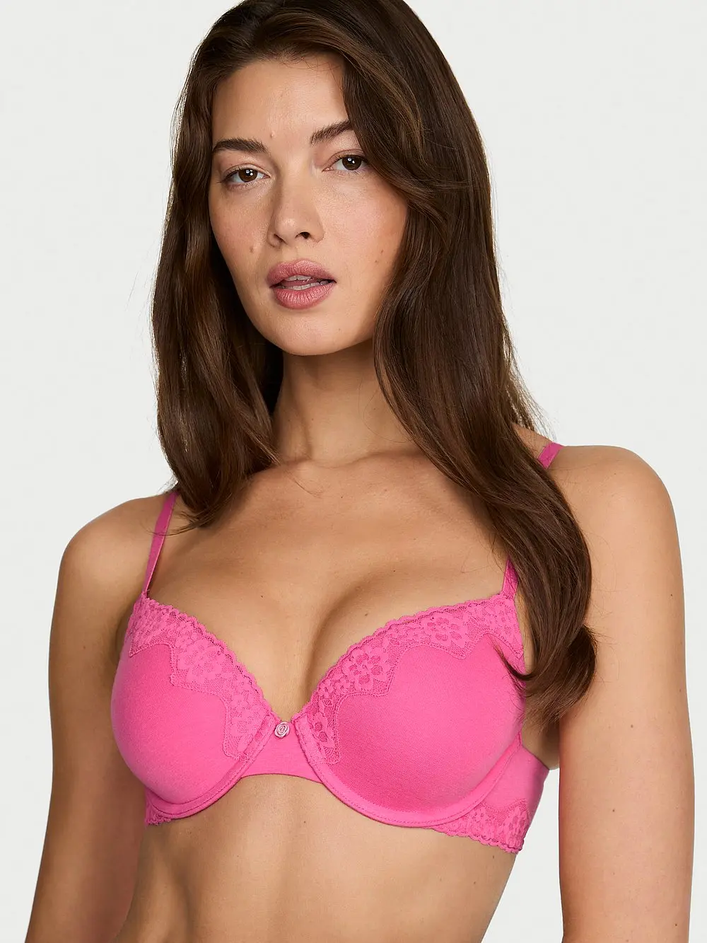 Victoria's Secret Perfect Shape Cotton Lace-Trim Push-Up Bra