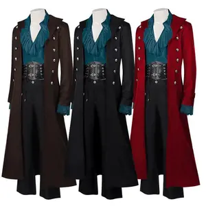Victorian Long Vintage Jacket for Men & Women — Stand Collar, Pirate/Western Cowboy Cosplay Trench Coat, Punk Gothic Medieval Coat Dress