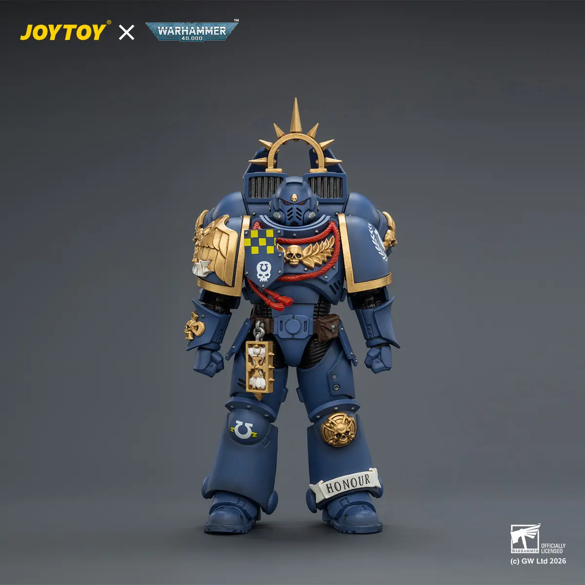 JOYTOY Warhammer 40,000 1/18 Action Figures Ultramarines Captain with Jump Pack and Relic Shield