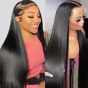 Bling Hair 180 Density Hd Transparent 13x6 Lace Frontal Wig Straight 13x4 Lace Front Wig 32 34 Inch Long Size 4x4 Closure Human Hair Pre plucked Wigs For Women