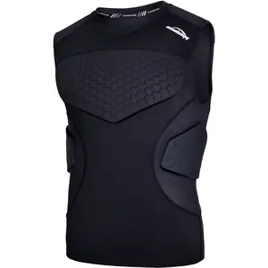 COOLOMG Adult Mens Football Padded Shirt Rib Chest Protector Compression Undershirt Rugby Lacrosse Back Protection 4-Pad outdoorfun