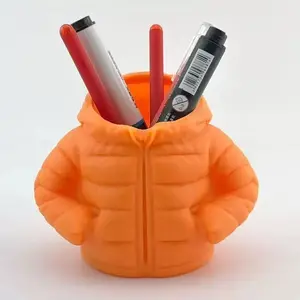 Creative 3D Printed Down Jacket-Shaped Pen Holder, Marker Pen Holder, Pen Cups, Multi-Purpose Desktop Storage Organizer, Ideal for Stationery & Makeup Brushes