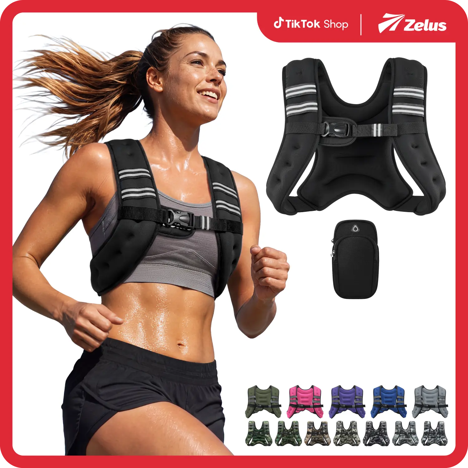 【SummerSale】ZELUS Weighted Vests,Adjustable 6-30lbs,Weighted Vest Workout with Reflective Stripes&Adjustable Straps,Workout enhancer for Motivational Walking,Running,Rucking,Core&Posture Boost|Outdoorfun #TikTokShopDealsforYouDays #SummerWins