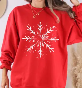 Retro Distressed Oversized Snowflake Sweatshirt/Hoodie