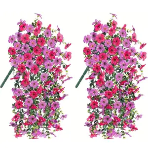 6pcs - Artificial Flowers for All Seasons - Outdoor UV-Resistant Mixed Color - Fake Hydrangea Vines - Suitable for Hanging Baskets - Decorative Pots, Garden Porch Balcony - Wedding Thanksgiving - Indoor Home Decor, Garden Decoration, Outdoor Faux Plants