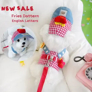 French Fries Plaid Pet Harness & Leash Set | Summer Spring Lightweight Breathable | Eye-Catching Outdoor Gear for Dogs & Cats