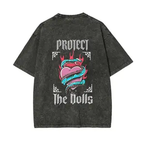 Washed T-shirt Summer Protect the Dolls Shirt Vintage Fashion Oversized T-Shirt