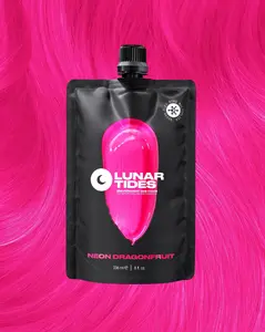 Lunar Tides Hair Color - Neon Dragonfruit UV Reactive Bright Pink Semi-Permanent Hair Color Vegan Cruelty-Free
