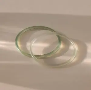 Thin Jade Bangle Set by Caitlyn Minimalist - Set of 2 Stackable Green Jade Bangle Bracelets - Everyday Gemstone Jewelry - Birthday Gift for Her