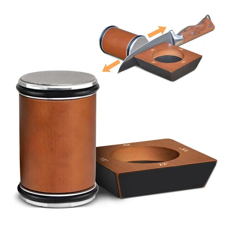 Manual Kitchen Knife Sharpener - 1 Single Set Stainless Steel Kitchenware with Solid Wood Base, Includes Magnets, Ideal Summer Gift