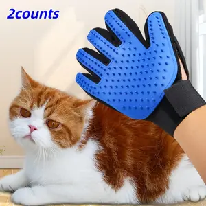 Pet Grooming Gloves Set, Gentle Hair Removal Brush, Easy Clean Design, Extended Five-Finger Fit, Suitable for Dogs & Cats, All Fur Types