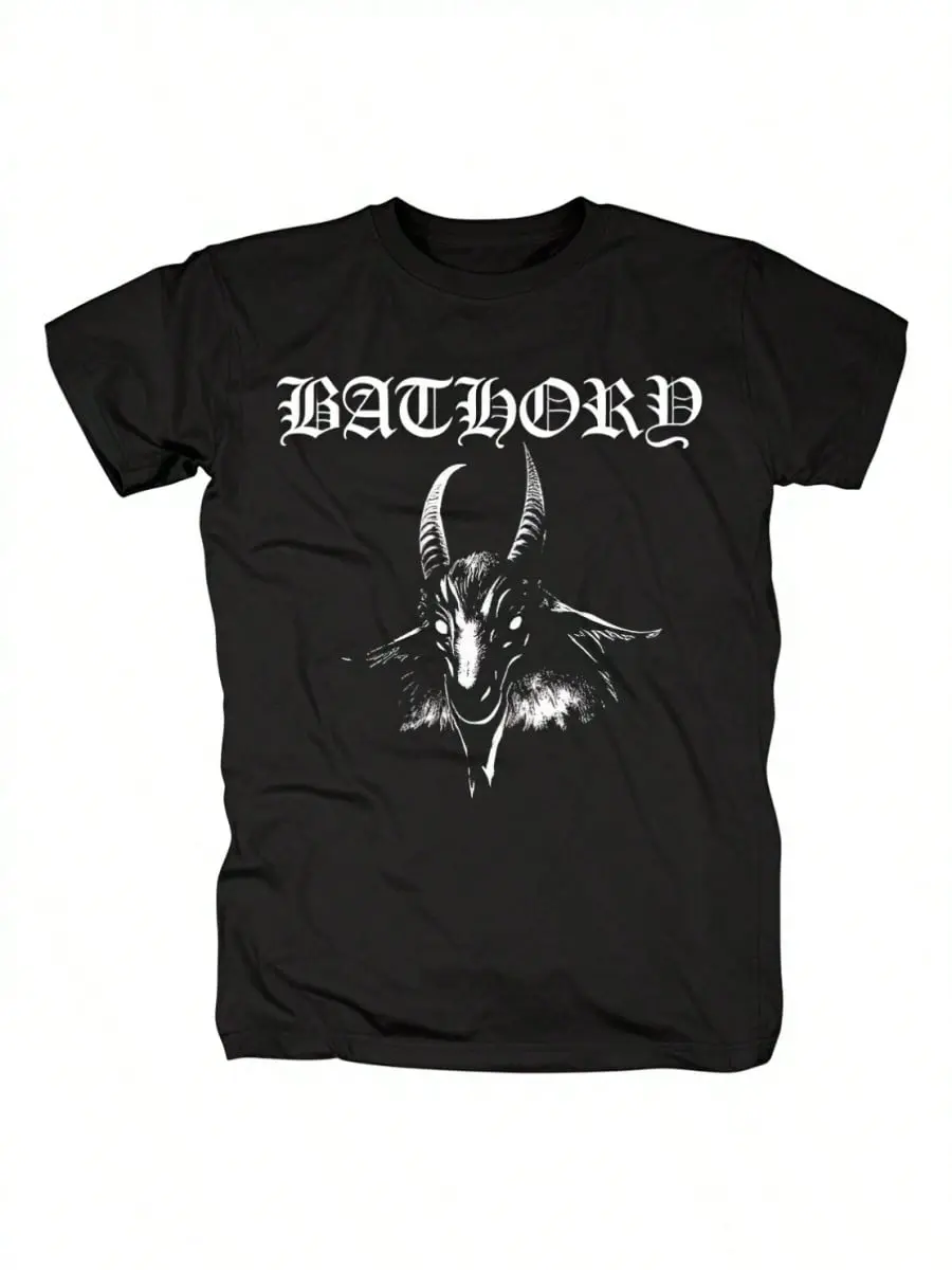 Women's Bathory Black Metal Venoms Graphic Tee, Round Neck Short-Sleeve Casual Streetwear Top, Unisex Plus-Size Hip Hop Fashion Shirt