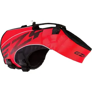 Ezydog DFD X2 Dog Life Jacket - Adjustable Swimming Safety Life Vest Preserver with Continuous Neck Flotation, Reflective Trim, Grab Handle (Medium, Red) | Dog Lifejackets, Life Jacket Lifejackets