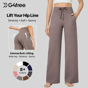 G4Free Wide Leg Pants for Women Yoga Pants High Waist Sweatpants with Pockets Stretch Lounge Pants Comfy Workout Athletic Wear Fitness Apparel