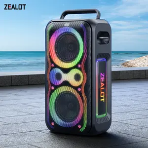 200W【ZEALOT】Portable wireless speaker, high fidelity sound and audio, desktop Bluetooth speaker surround sound,RGB ambient light, 48000mAh long battery life, supports USB/TF card/AUX/BT smartphones. Ideal choice for family/car/party/camping/gift giving