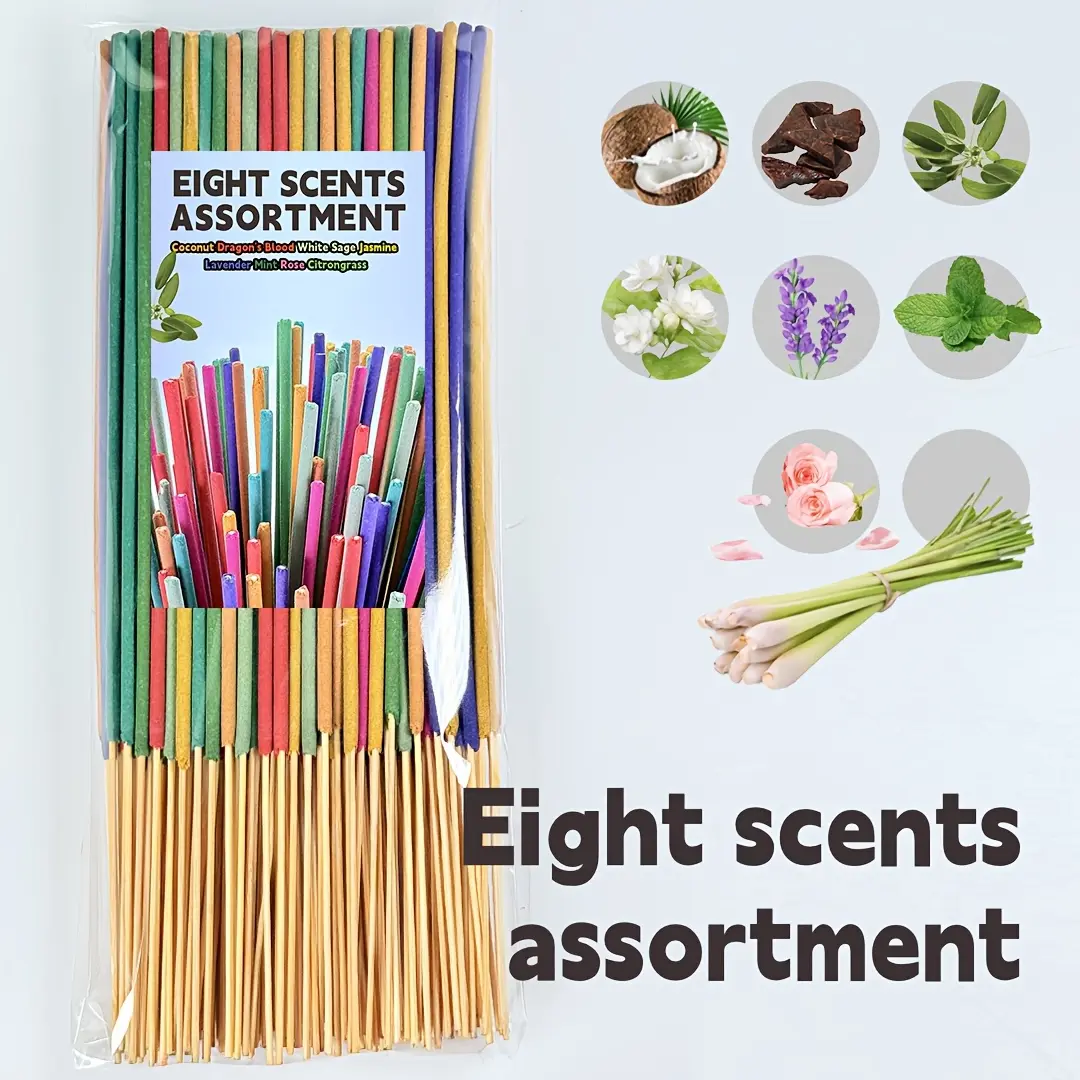 Mixed Scented Aroma Freshener Sticks (30/60/120pcs) - Jasmine, Lavender, Coconut, Dragon's Blood, Mint, Rose, Lemongrass, White Sage Scents - Long-Lasting Fragrance, Random Mixed Shipment, Ideal for Home Air Purification