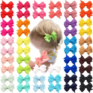 Hair Clips 50 count  2"  Hair Bows Fully Covered Barrettes Clips for  Girls  and ,25 Colors in Pairs
