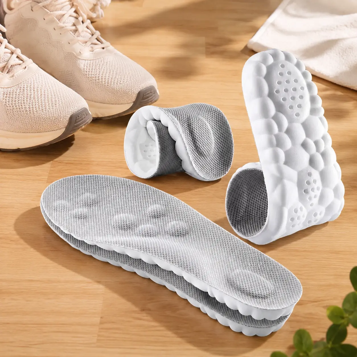 【Super Soft&Breathable】Shoe Insoles, Thickened Cushion Insoles with Shock Absorption for Walking, Jogging to Reduce Footwear Burden