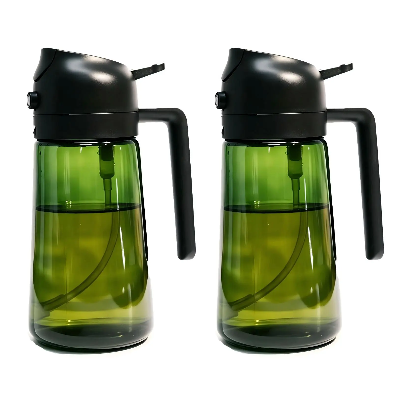2-in-1 Olive Oil Sprayer & Pour Dispenser, 16oz/470ml Dark Glass Bottle - Food-Grade Kitchen Utensils, Organizer to Organize Kitchen for Frying, Baking