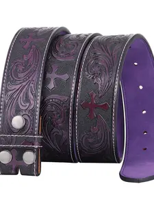 Cross Pendant Fashion Multi-Functional Carved Textured Belt for Men, Statement Belts, Stylish Belts, Punk Style Animal Pattern, All Seasons Accessory with Knife Attachment