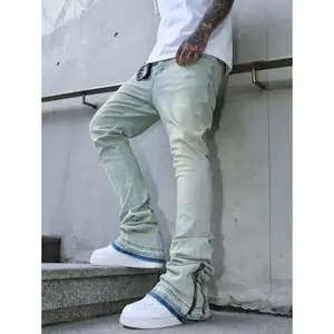 Men'sGreyZipperedDenimJeans:ModernCasualLongFitWithDistressedAnkleZipsForALookGoingOutHangOutVacationStreetUrban