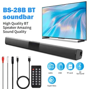 Home Theater Bluetooth Soundbar, Dual 10W Stereo, TWS Pairing, USB/TF/AUX/FM, Wireless Speaker for TV/PC/Phone