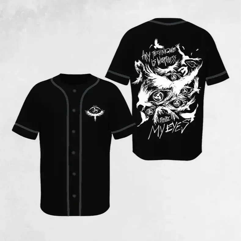 Retro Anime-Inspired Baseball Jersey Sharingan Eye Ninja Shirt Trendy Summer Outfit Gift for Him/Her Loose Fit 100% Polyester V-Neckline Short Sleeves