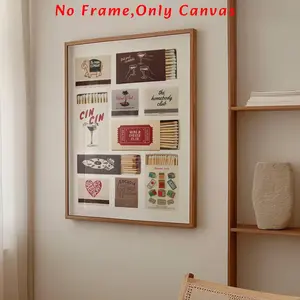 Vintage Matchbox Print Unframed, Frameless, Matchbox Wall Art, Fashionable Kitchen Wall Decor, Wall Art for Home Living Room Bedroom Office Gallery, Poster, Artistic, Artwork, Decoration