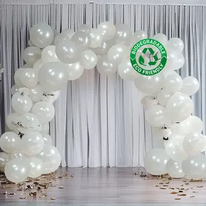 Set of 110 Pearl White Balloon Garland Kit – Biodegradable Extra Strong Latex Balloons for Party Arch Décor