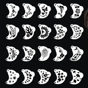 Adult & Kids Face Painting Stencils, Henna Stencil, Reusable Pet Material Templates for Stage Performance Makeup Beginners, 25 Sheets Facial Art Tools, Face Designs