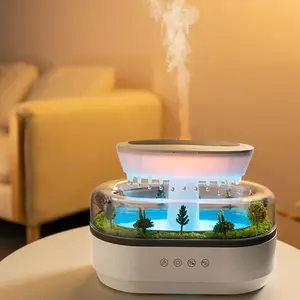 Raindrop Humidifier Diffuser, Novel Night Light with 8 Color Changes, Mist Humidifier with Plant Landscape Effect and Noise, Desk Bedside Relaxing Aroma Diffuser, Aromatherapy Humidifier, Air Humidifier