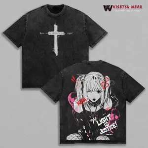 Misa Amane Death Note T-Shirt Anime Graphic Tee Oversized Acid Washed Soft Cotton Shirt Anime Streetwear Casual Womenswear Menswear Gift for Anime Fans Death Note Lovers Apparel Classic