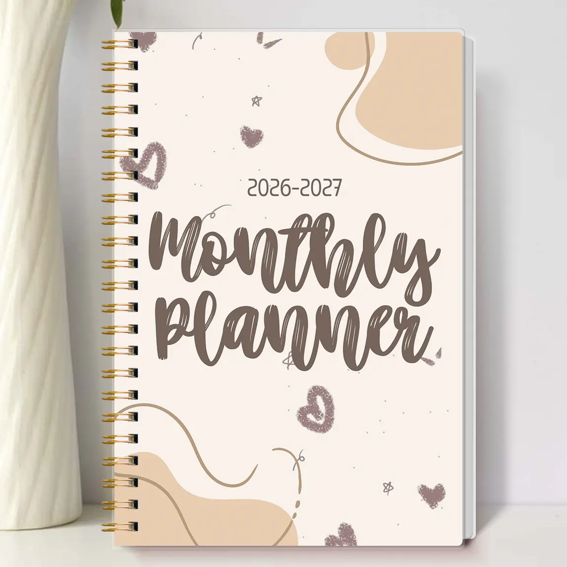 1pc 2026.1-2027.12 Monthly Planner, Minimalist Modern Cover, Spiral Bound, Planner Notebook, Student Academic Planner, Academic & Office Planner, Calendar Planner, Perfect for Daily Schedule, Goal Setting, Productivity, Time Management, Stylish Gift