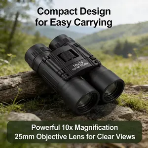 Compact 10x25 Binoculars with Lanyard and Storage Bag, Foldable Outdoor Enthusiast Choice, Multi-Coated Lens, 15mm Eyepiece Diameter