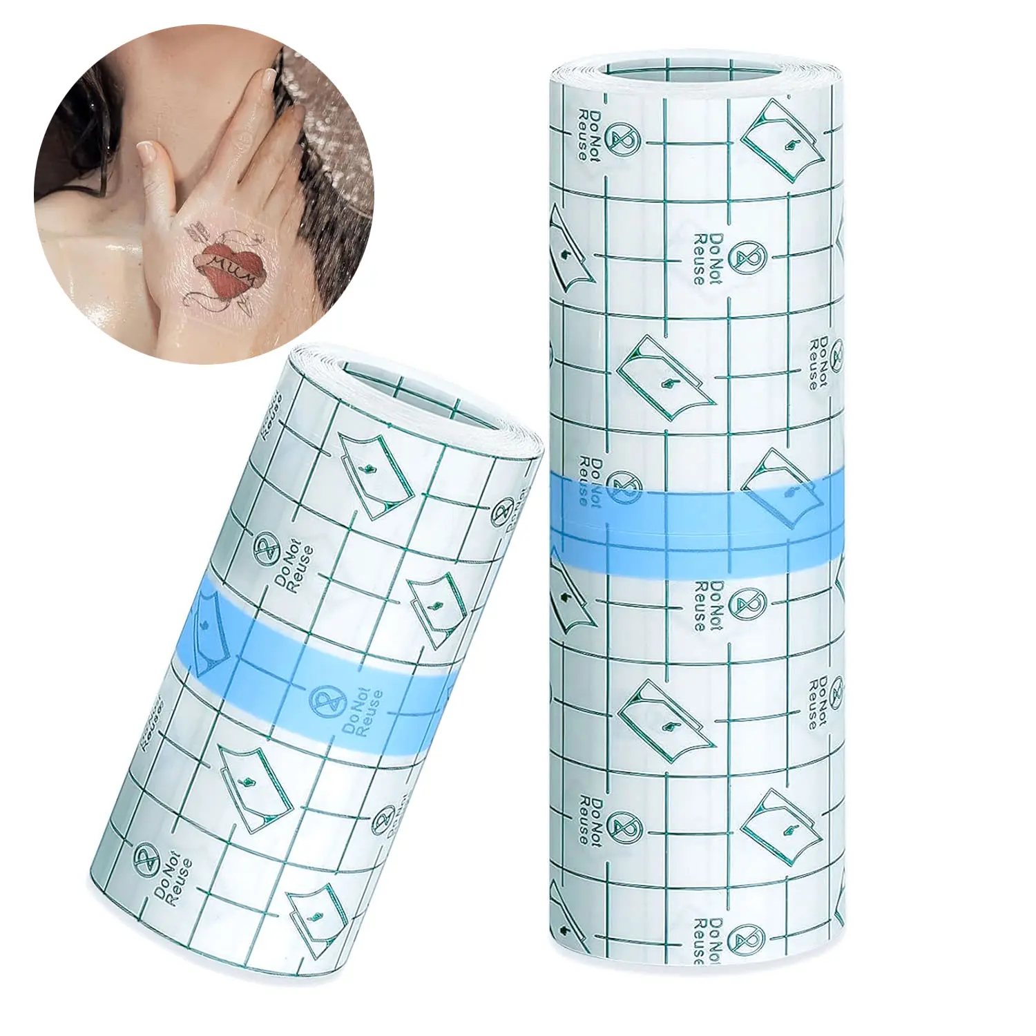 Transparent Film Adhesive Bandage, Waterproof Second Skin Dressing for Wound Protection & Tattoo Care, Breathable, Latex-Free, 8" x 11yd Roll, All Seasons, Stay Waterproof