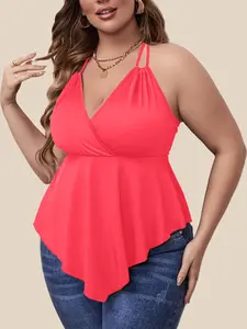 Summer Style Maximize! Plus Size Backless Slimming Spaghetti Strap Top, Casual Sleeveless Crop, Easy Wear Good Figure, Summer, Date Night, Plus Size Girls, Slim Fit, Womenswear
