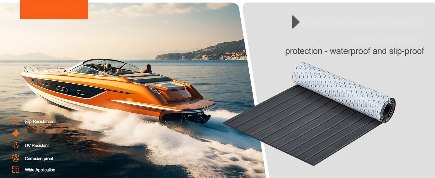Boat Flooring And EVA Foam Decking For Boats, 94.5" X 23.6" Size, Non-Slip Self-Adhesive Marine Flooring, 15.5 Sq Ft Carpet For Boats, Yacht, Pontoon, Kayak Decking, Durable, Water-Resistant, Peel-And-Stick Backing